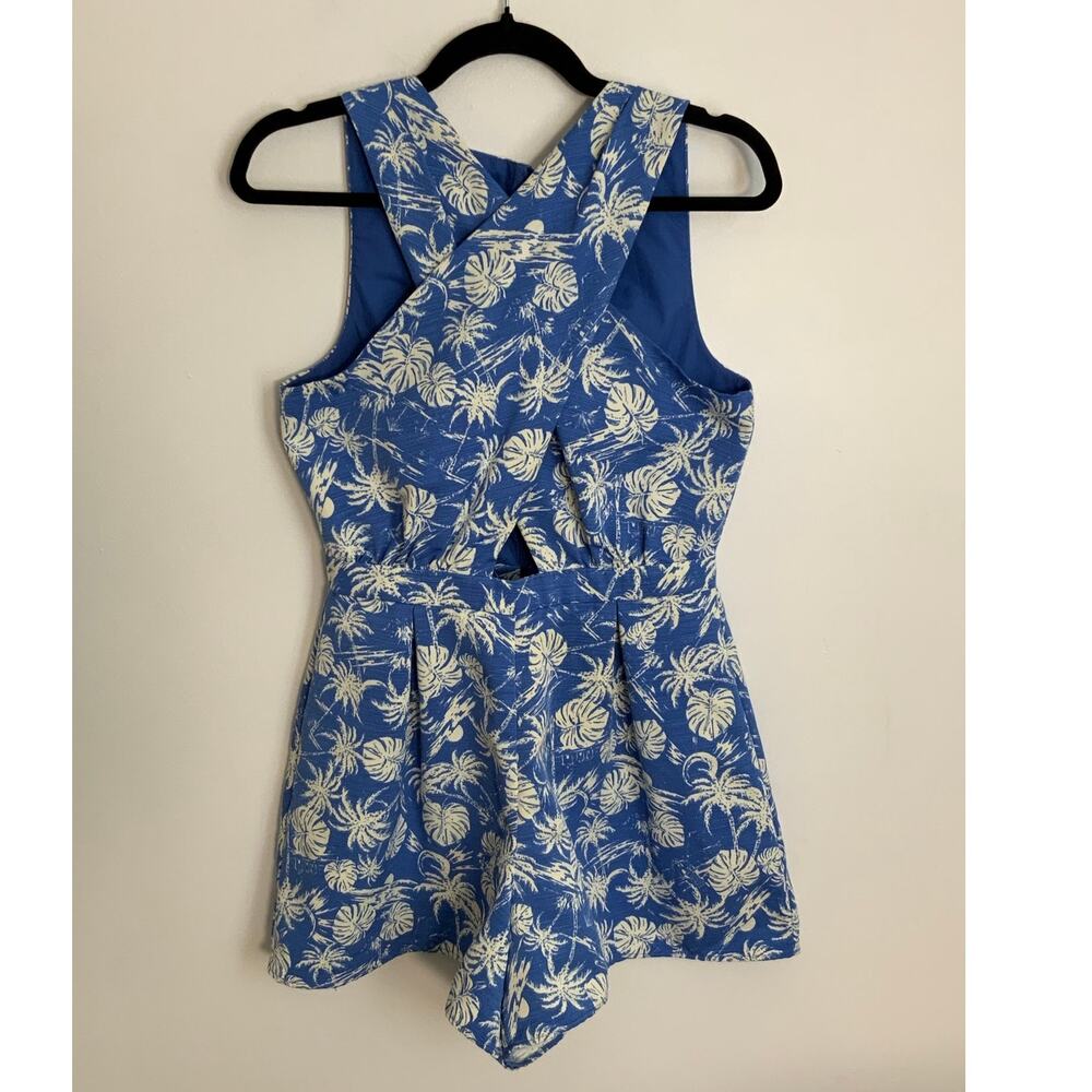 Topshop Blue and white Criss Cross Romper size 6